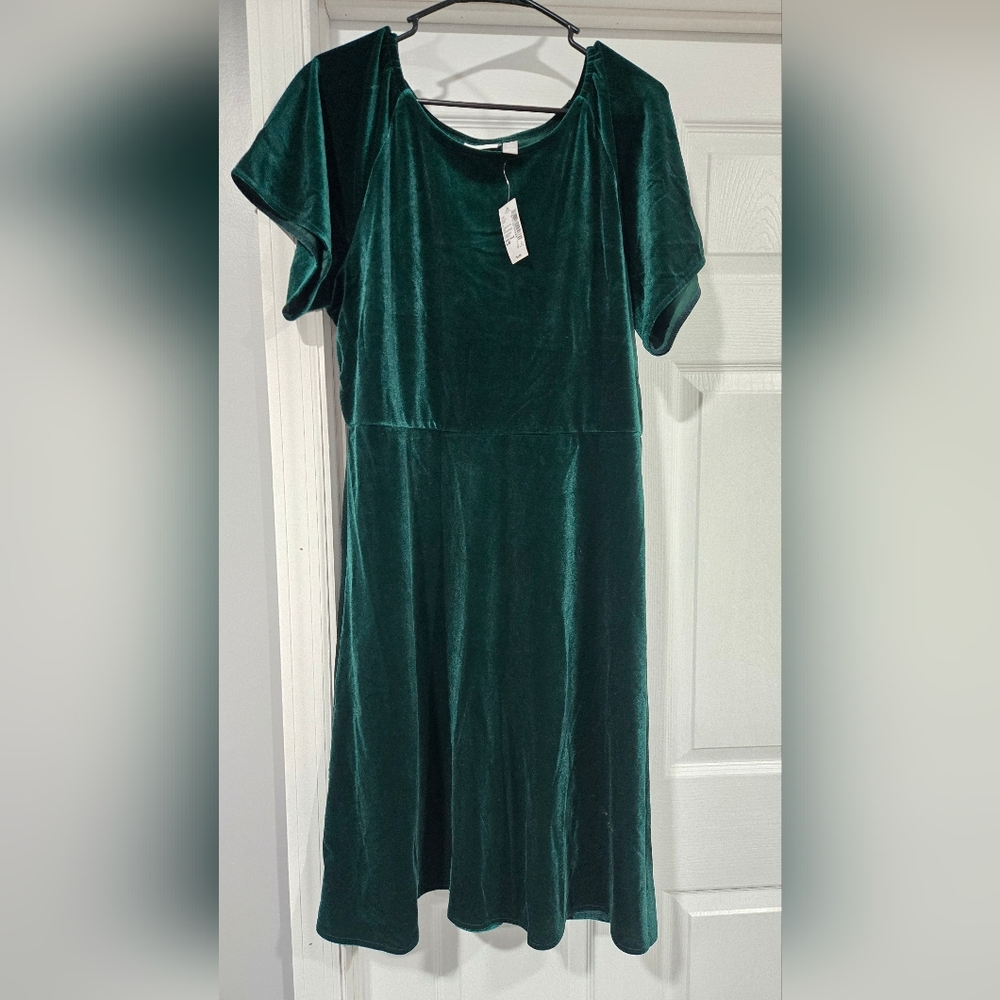 Elegant Green Velvet Dress